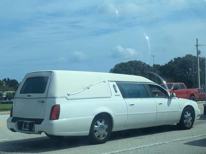 A white hearse