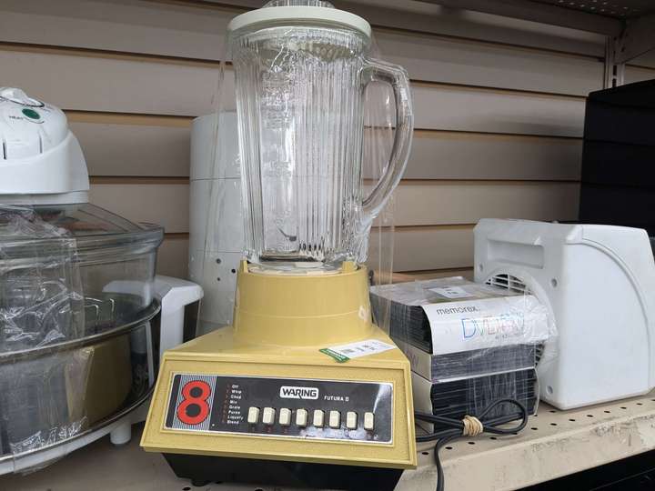 A slim, vintage blender