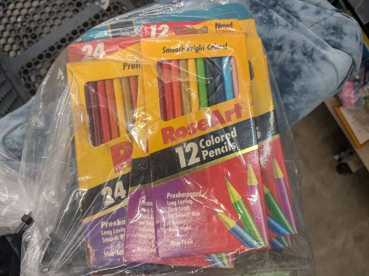 2 boxes of retro colored pencils inside a bag