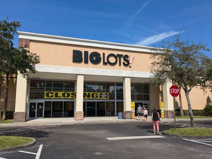 A rectangular sand colored storefront