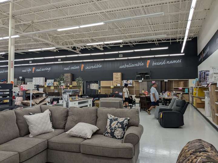 A view of a store furniture section