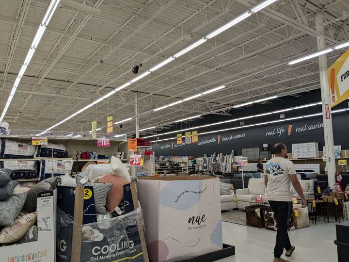 A view of merchandise in bins